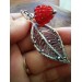 Silver filigree raspberry necklace lampwork