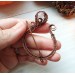 Copper wire wrap rose quartz brooch