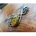 Silver filigree amber spider web necklace