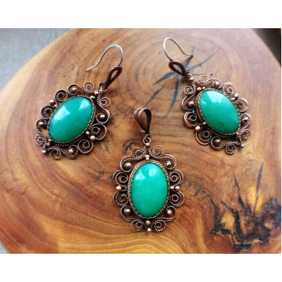 Copper Victorian style jewelry set