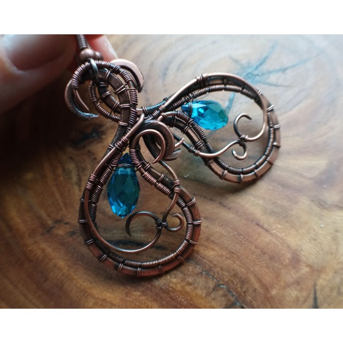 Copper wirewrap earrings with glass beads