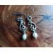Silver earrings with white pearls