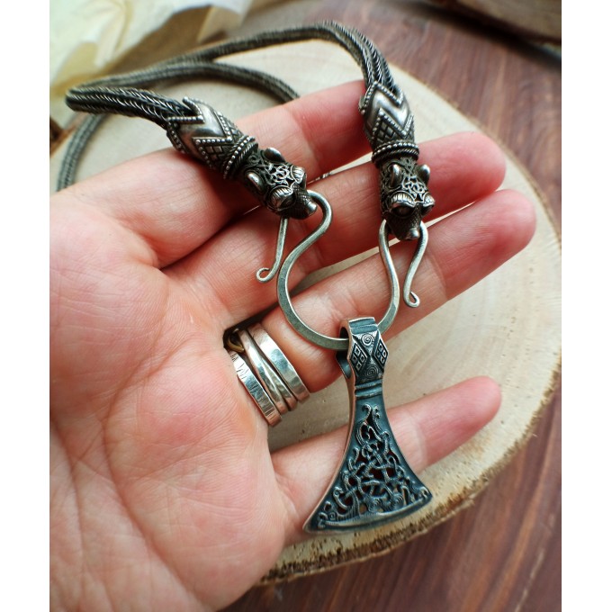 Viking Axe silver necklace