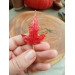 Copper hairstick with red maple leaf
