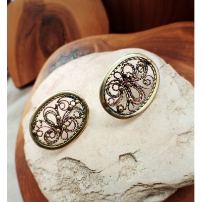 Filigree copper and brass earrings 