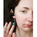 Malachite earrings with ginkgo leaves