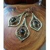 Smokey quartz earrings handmade filigree brass earrings and necklace