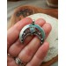 Silver lunar necklace with grey moonstone