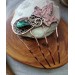 Filigree haircomb with copper ivy leaf and green labradorite