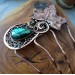 Filigree haircomb with copper ivy leaf and green labradorite