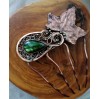 Filigree haircomb with copper ivy leaf and green labradorite