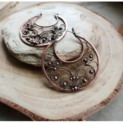 Filigree copper earrings