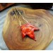 Copper hairstick with red maple leaf