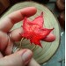 Copper hairstick with red maple leaf