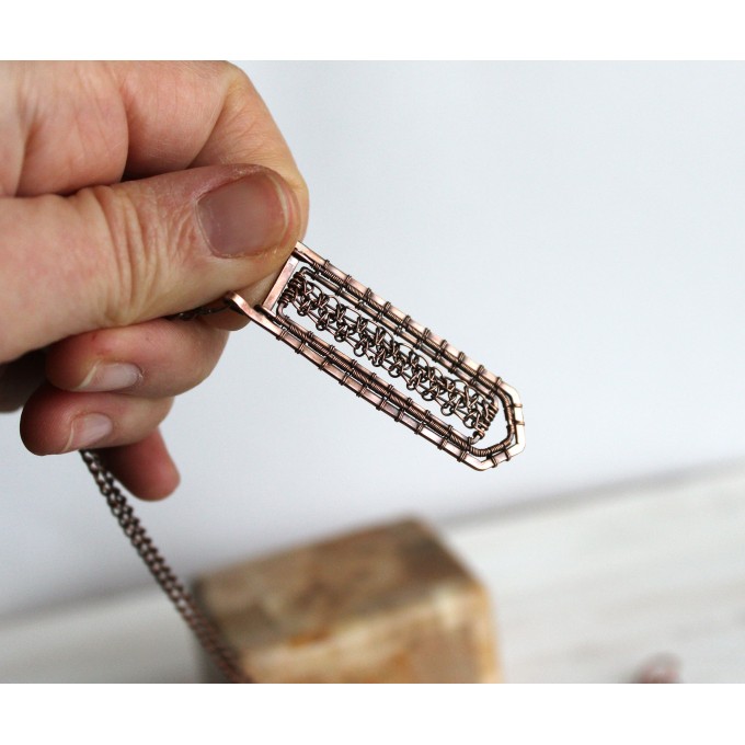 Copper wire wrap unisex necklace