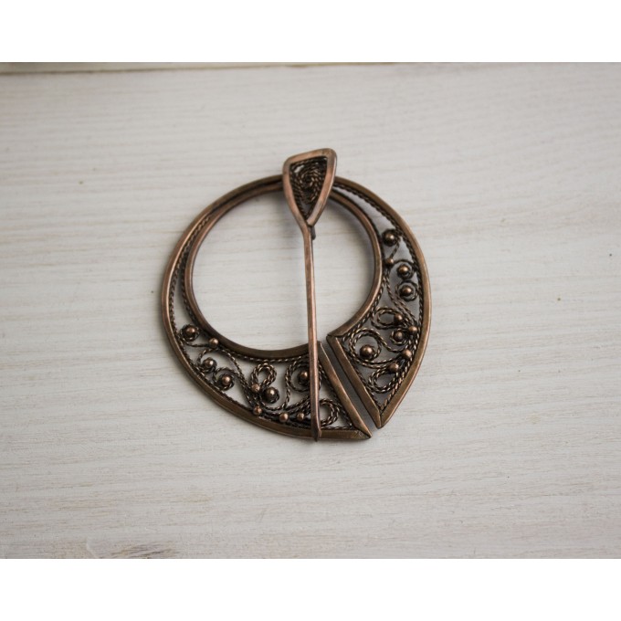 Copper celtic filigree brooch