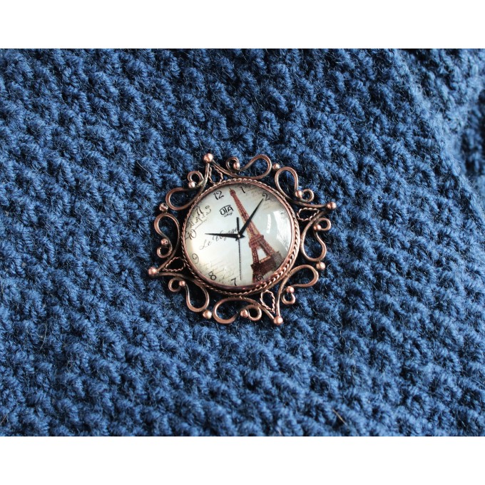 SteamPunk clockface brooch 