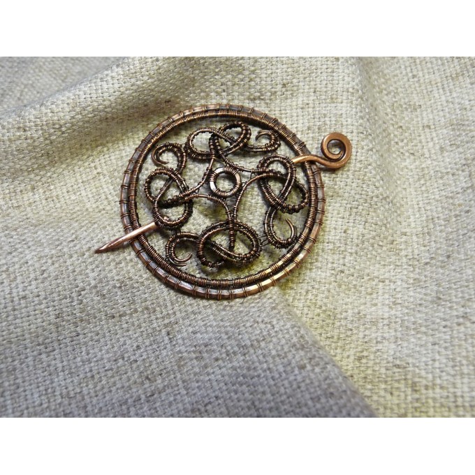 Copper wire wrap viking brooches