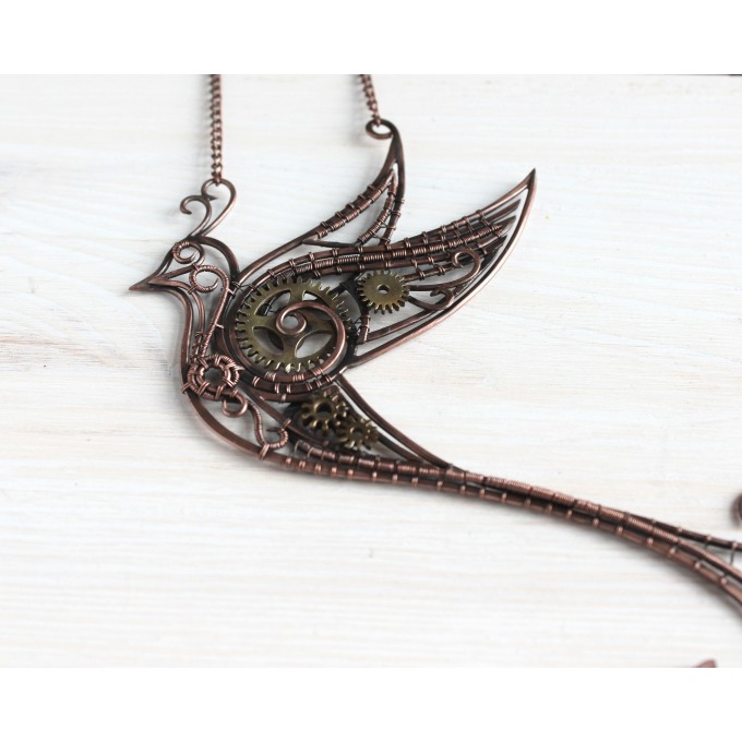 SteamPunk bird necklace   