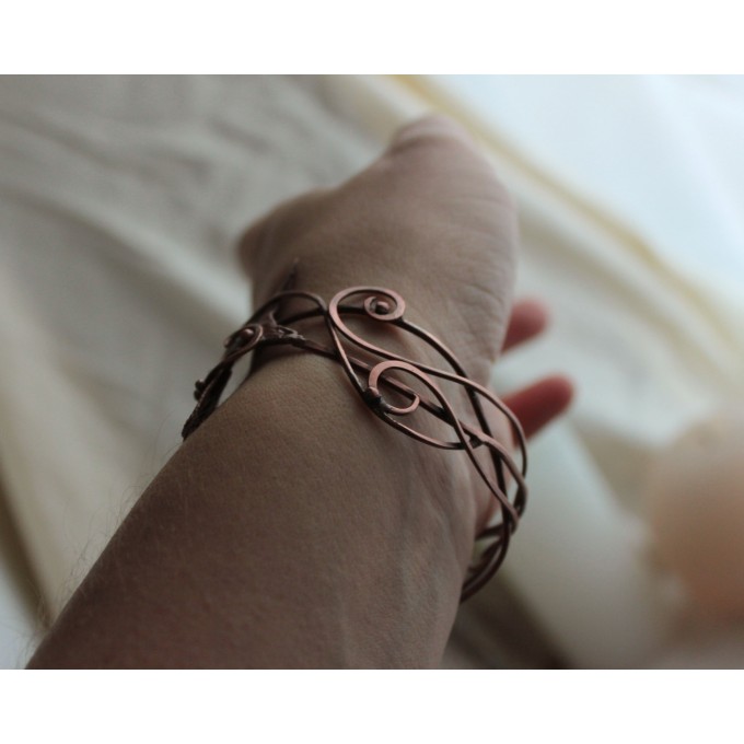 Copper ginkgo leaf bracelet